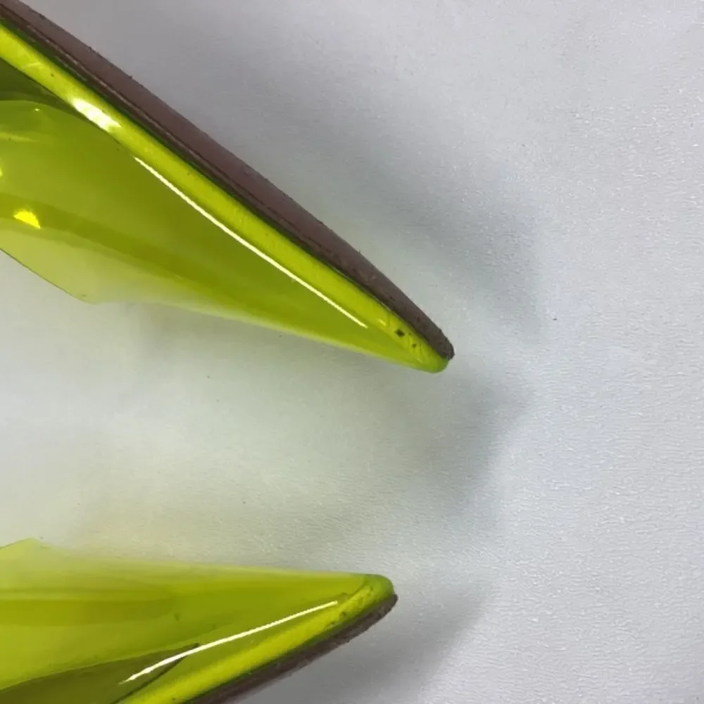 Amina Muaddi Holli‎ Slingback Heels Yellow PVC Pointed Toe Women’s EU 38